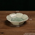 Dark green ice crackle glaze ceramic tea snack plate with 13cm diameter flower shape - Dark Green-Eight Petals
