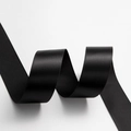 Premium black satin ribbon with silky texture and stitched edges for gift wrapping - 9mm / Black
