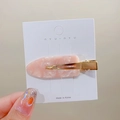 Pinza de acetato con textura de mármol rosa y clip de pico de pato dorado en tarjeta - 2# Rosa Claro
