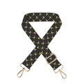 Adjustable polyester shoulder strap with yellow bee pattern and gold metal hooks - Plaid Bee