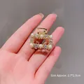 Elegant gold hair claw clip with faux pearls and rhinestones size 2.7x2.3cm - M1-010 Square Pearl and Rhinestone / Approx. 2.7*2.3cm