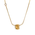 Collier en acier inoxydable plaqué or 18 carats avec pendentif lettre E et zircon - Or-E