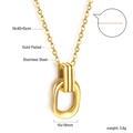 Detail of minimalist gold plated stainless steel necklace with 10x19mm geometric pendant - Geometric Ring Clasp Pendant