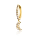 Micro shot of 18K gold plated moon pendant hoop earring with white cubic zirconia stones - EP2764 Moon Gold Plated