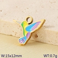 Golden stainless steel hummingbird pendant with colorful enamel for DIY jewelry making - Colorful Enamel Hummingbird Style (KLJ9513-ZLA)