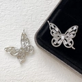 Detailansicht silberner Schmetterlingsanhänger mit Zirkonia für DIY-Schmuckherstellung - 4# Weißgold (Klarer Stein)