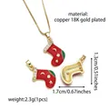 Christmas red stocking pendant necklace in 18K gold plated copper with white zircons - Christmas Stocking Style B