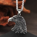 Vintage Viking adelaar hanger ketting in zilverlegering met gedetailleerde veren - T442-Hanger + Ketting