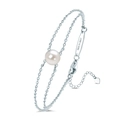 Elegant S925 sterling silver bracelet featuring a single white pearl and heart charm - June Freshwater Pearl