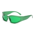 Futuristic metallic green cycling sunglasses with a streamlined wrap-around shield design - Pearlescent Green Frame Ocean Green Lens