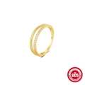 Minimalist double-layered S925 sterling silver cross ring in gold with sparkling zircons - US 7 / Crisscross Double Row Zirconia / Gold #2