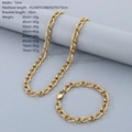 Set catena e bracciale cubano in titanio dorato da 7mm con lunghezze da 45 a 75cm - Bracciale 20CM / Catena Curb Texturizzata a Bordo Lunga Oro