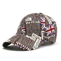 Berretto da baseball Union Jack con stampa di giornali vintage marrone per uomo e donna - Taglia unica / caffè