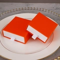 Square orange and white drawer jewelry box with ribbon handle on marble background - 8*8*3.2CM / Orange + White