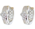 Elegant silver four-leaf clover earrings with cubic zirconia pavé setting for women - Silver / White Zirconia
