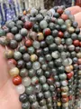 Perles rondes en héliotrope naturel pour la création de bijoux DIY et bracelets - Perles rondes / 4mm (Environ 90 Pcs) / Pierre de Sang Africaine