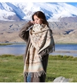 Scialle pashmina kaki con stampa retrò bohémien e frange per viaggi all'aperto - 200cm / verde chiaro