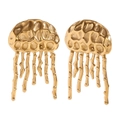 Boucles d'oreilles méduses en acier inoxydable plaqué or 18 carats avec effet martelé - Boucles d'Oreilles à Pompons Martelées / Or