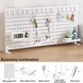 White pegboard organizer set with shelves, hooks, and desktop stand for storage - White Standing Set 3 / White