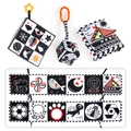Black and white high contrast baby soft cloth book set for early visual stimulation - Mirror 3D Bumper Pendant Set
