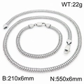 Set di gioielli in acciaio inossidabile argento con collana e bracciale in zircone argento - Set / Argento