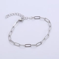 Minimalistisches silbernes Büroklammer-Kettenarmband aus Edelstahl mit Karabinerverschluss - 4mm*17cm mit 5cm Verlängerung / Silber