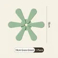 Grasgroene 18cm opvouwbare siliconen onderzetter en hittebestendige mat - Enkel Stuk Crème Groen