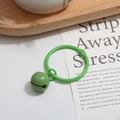 Green candy-colored metal key ring with matching bell pendant for DIY bag accessories - Green