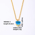 Golden heart necklace with sky blue zircon pendant and detailed product dimensions - Gold Aquamarine