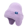 Bonnet à rabats en maille violet clair avec étiquette flocon de neige - Violet