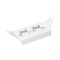 White cardboard cupcake insert for two units with round cutouts and handle holes - Insert Tray