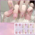 Dettaglio degli adesivi per unghie CS-452 con fuochi d'artificio rosa e glitter dorati - CS452