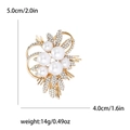 Elegante broche ramo dorado con perlas blancas y brillantes de imitación para mujer - Dorado