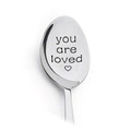 Silver stainless steel coffee spoon engraved with You Are Loved and a heart symbol - you are loved