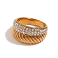 Doppelschichtiger Strass Diagonalstreifen Ring-Gold-US 6