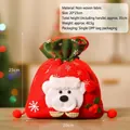 Christmas gift bag with 3D white bear design and red snowflake non-woven drawstring - Green Trim Non-woven Bag Bear