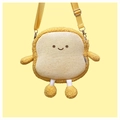 Sac bandoulière en peluche forme pain de mie avec visage souriant mignon - Toast Doré Heureux