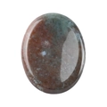 Pierre de soucis ovale en cristal poli aux textures minérales brun rouge et gris-vert - Agate d'Inde / 45*35*8mm