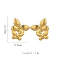 Detailed size specifications of 18k gold butterfly stud earrings weighing 4.7g - Stacked Double Butterfly Studs