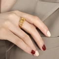Minimalistischer 18K vergoldeter Kettenring für Damen mit dreifachem Glieddesign - US 7 / Gold