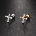 Cross cartilage earrings in gold and silver finish with sparkling zircon stones - Cross Shape(S-CC003-5)