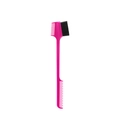 Dual-sided multifunctional hair eyebrow brush and comb in bright pink plastic finish - Edge Brush with Comb Rose Red
