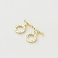 Polished 14k gold plated toggle clasp with Roman numeral engraving for DIY jewelry - 14K Round Roman Numerals OT Clasp - 4Pcs/Pack