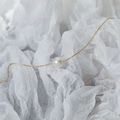 Collana minimalista con perla singola e catena lucida placcata in oro 18K da donna - Collana Con Perla Singola