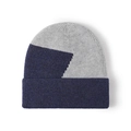 Outdoor-Strickmütze mit dickem Fleecefutter im grau-blauen Colorblocking-Stil für Winter - Marineblau