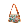 Kids orange mesh beach bag with colorful dinosaur prints and adjustable strap - Dinosaur