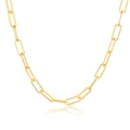 Minimalistische gouden ketting met rechthoekige schakels en modern paperclip-design - 6,5 mm breedte / NC-558G / 50cm Lengte
