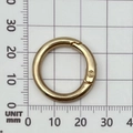 Golden 26mm round spring O-ring clasp for DIY handbags and keychains on a measuring mat - 25mm Round Spring Ring / KC Gold