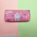 Detailed top view of pink mermaid pencil case with durable zipper and sea world patterns - Mermaid-Rose Red