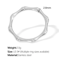 Bamboo style silver stainless steel ring with polished segments in US size 9 finish - US Size 9 / Silver Ring (JZ116S9)